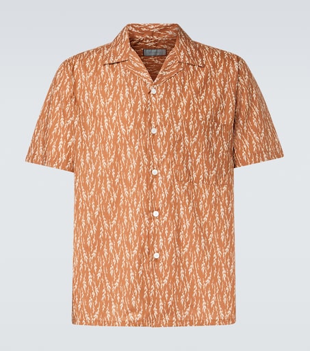 Canali Printed cotton-blend bowling shirt