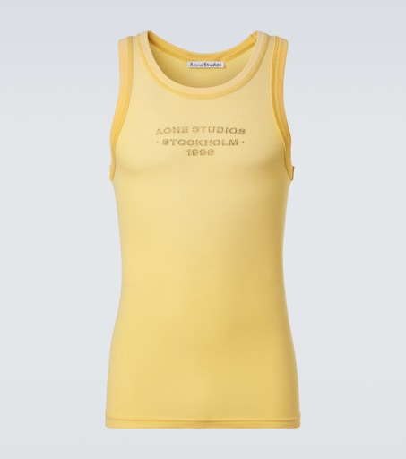 Logo ribbed-knit tank top in yellow - Acne Studios | Mytheresa