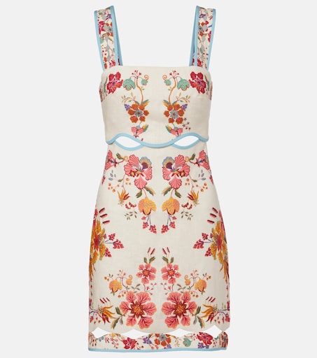 farm rio flowers arch linen blend mini dress Flowers Arch Linen Blend Minidress (Women)