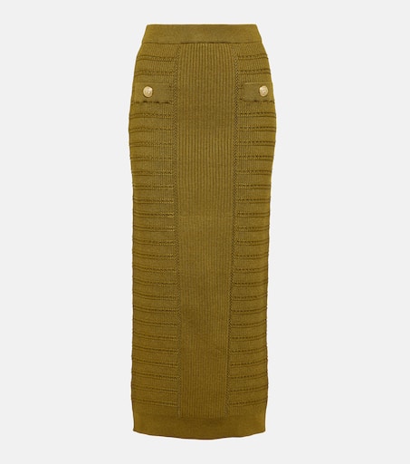 Khaki knit pencil top skirt