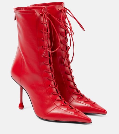 Scarlett 95 leather lace-up boots in red - Jimmy Choo