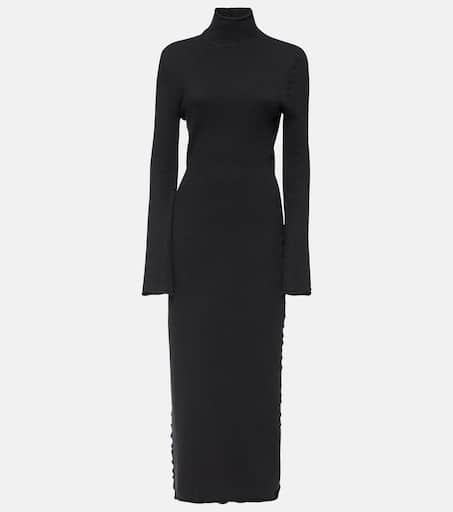 【関税&送料込】Bottega Veneta Black Viscose Blend Dress Bottega Veneta Double Fluid Viscose Knit Dress in Black | FWRD