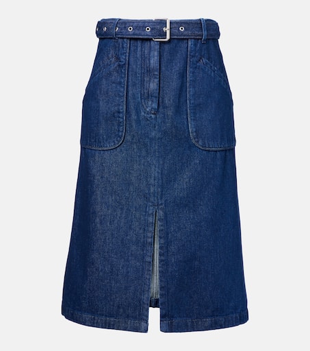 スカート Dries Van Noten White striped blue cotton midi skirt Dries Van Noten White striped blue cotton midi skirt