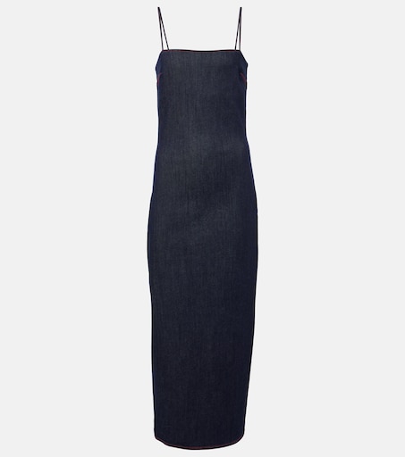 Denim midi dress in blue - Alaia | Mytheresa