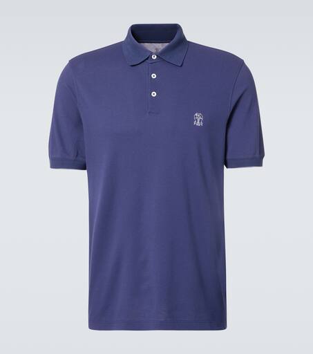 【送料&関税込】Brunello Cucinelli Blue Piquet Polo Shirt Brunello Cucinelli Logo Piquet Polo In Light Blue | ModeSens