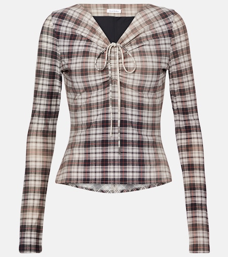 Plaid ruched top in multicoloured - Acne Studios | Mytheresa