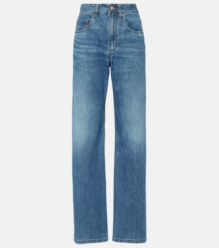 【関税＆送料込み】Brunello Cucinelli Blue Jeans With Wide Brunello Cucinelli Double-Pleated Wide-Leg Jeans | Neiman Marcus