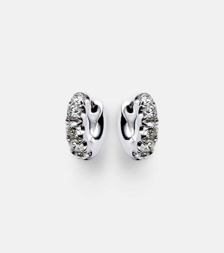 Super Duper 14kt white gold hoop earrings with diamonds in