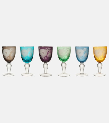 Peony set of 6 wine glasses
