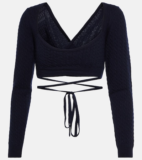 Cropped wool and cashmere sweater in black - Patou | Mytheresa
