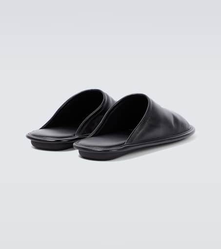 Logo leather slippers in black Balenciaga Mytheresa