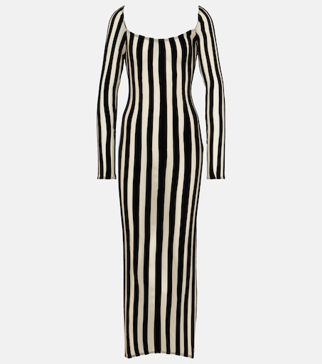 tight fitting parti striped dress Black Stripe Off Shoulder Midi Dress main image 0