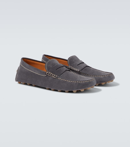 Gommino Bubble suede driving shoes in grey - Tods | Mytheresa display picture 3