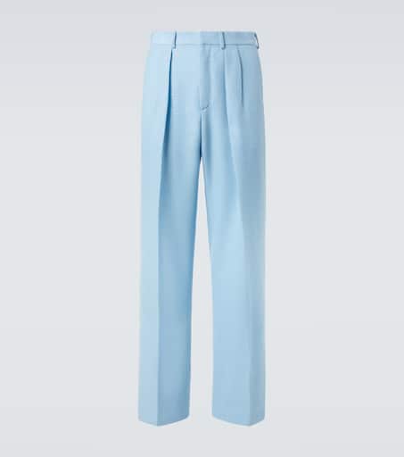Sequined wool-blend straight pants in blue - Tom Ford