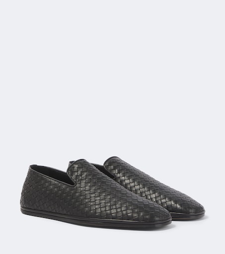 Palazzo Intrecciato leather slip-on shoes in black - Bottega