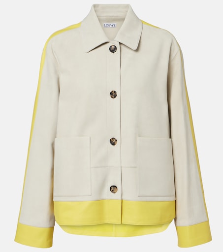 Leather-trimmed suede jacket in beige - Loewe | Mytheresa