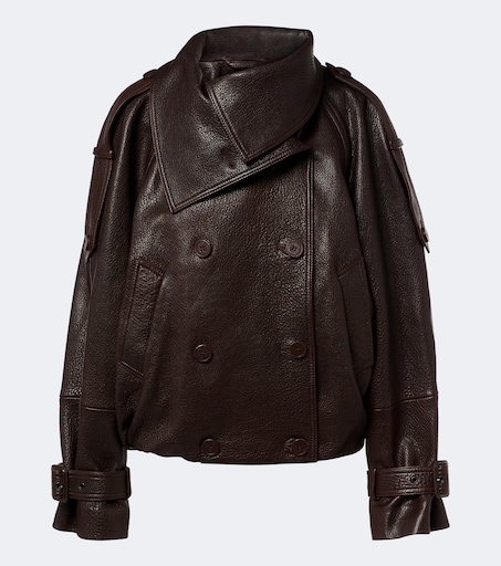 Cropped leather jacket in brown - Acne Studios | Mytheresa
