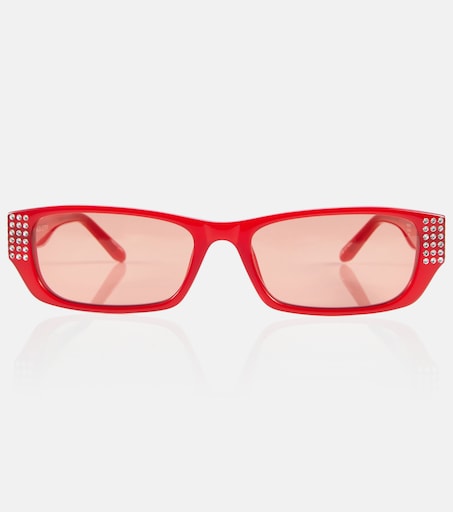 x Linda Farrow embellished rectangular sunglasses in red  display picture 3