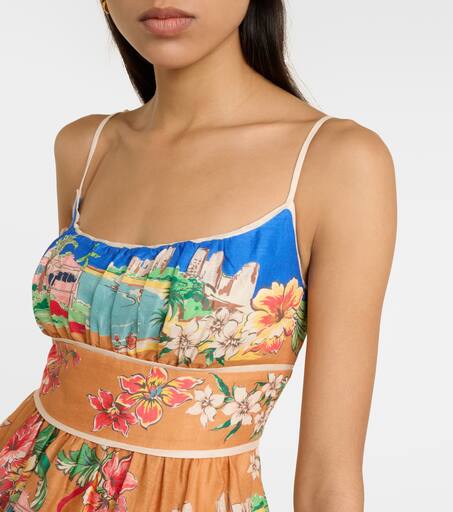 Alight Picnic linen midi dress in multicoloured Zimmermann