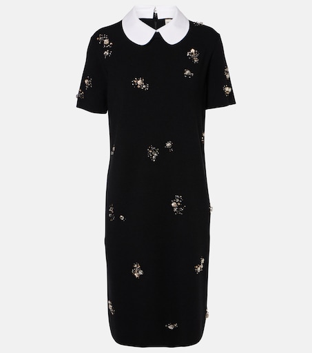 tory burch jewel embroidered shift dress Convertible Jewel-Embroidered Shift Dress, Black