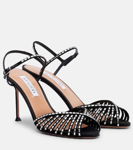 Hold Me 85 crystal-embellished sandals in black - Aquazzura