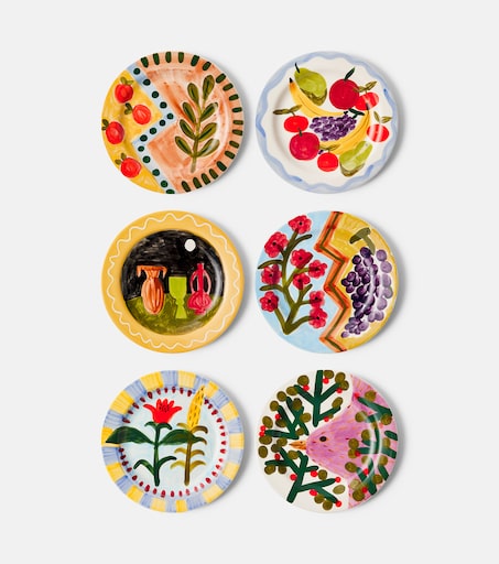 Santiago De Borja stoneware set of 6 dinner plates by Shurleey