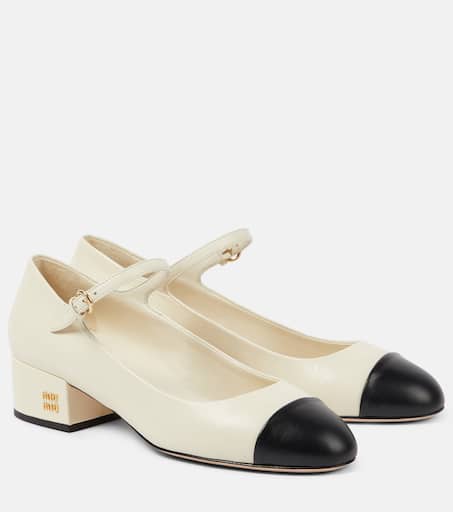 パンプス MIU MIIU 5I435E_06E TWO TONE PATENT LEATHER MARY JANE PUMPS Sand/white Two-tone Patent Leather Mary Jane Pumps | Miu Miu