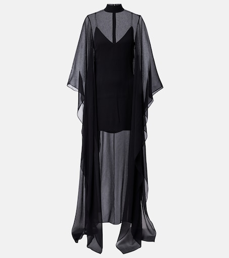 Lanzarote Garden crêpe chiffon kaftan in black - Taller Marmo | Mytheresa