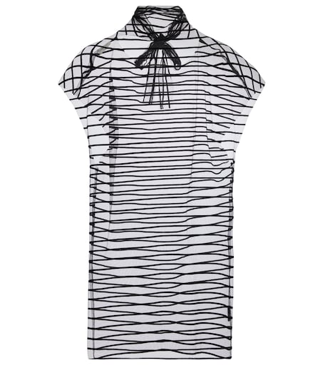 Striped mesh tie-neck top in multicoloured - Dries Van Noten