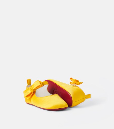 Christian Louboutin Kids 베이비 루 베이브 크레이프 새틴 발레 플랫