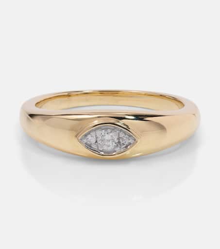 【Stone and Strand】 Muse 10ktゴールドリング withダイヤモン Muse 10kt gold ring with diamonds in gold - Stone And Strand