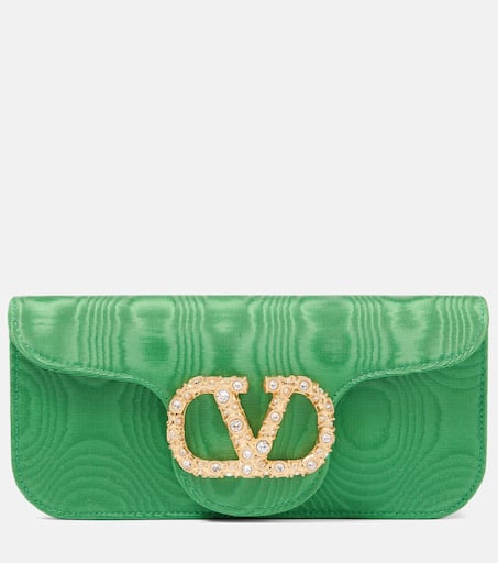 クラッチバッグ VALENTINO GARAVANI LOCO MOIRE FABRIC CLUTCH Valentino Garavani Locò Moiré Fabric Clutch With Jewel Logo