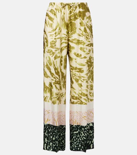 エターナルな魅力【Dries Van Noten】Print Wide-Leg Pants Printed silk wide-leg pants in multicoloured - Dries Van