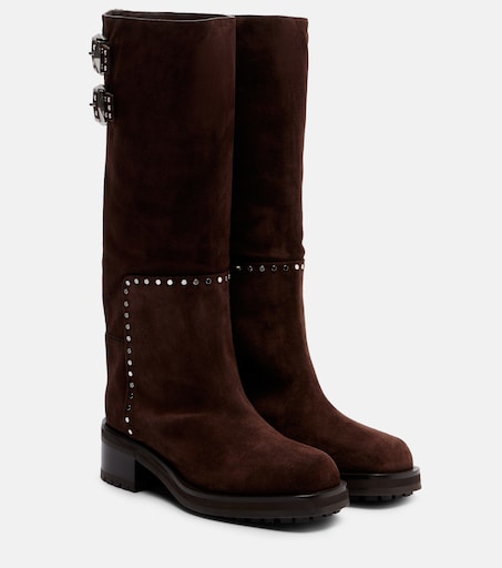 Brooklyn 50 studded suede knee-high boots