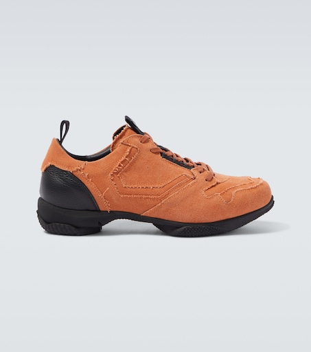 Ostro distressed canvas sneakers in orange - Kiko Kostadinov