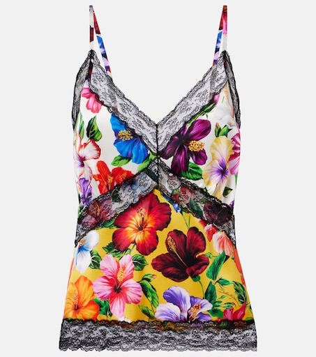 Floral lace-trimmed silk-blend camisole in multicoloured - Dolce