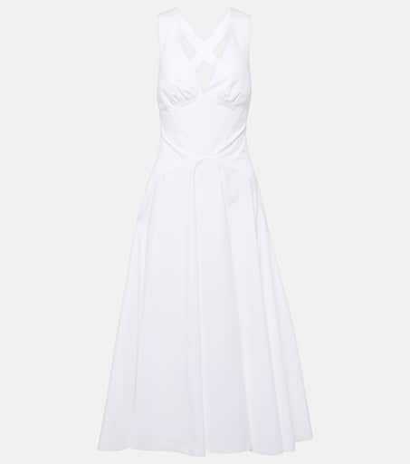 Cotton poplin midi dress in white - Alaia | Mytheresa