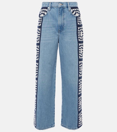 【関税込み】FRAME グレー Le Jane Crop ジーンズ FRAME Le Jane Crop studded high-rise straight-leg jeans