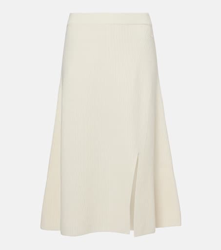 Ribbed-knit wool and cashmere midi skirt in white - Moncler