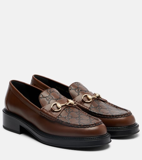 Gucci Horsebit GG leather loafers in brown - Gucci | Mytheresa