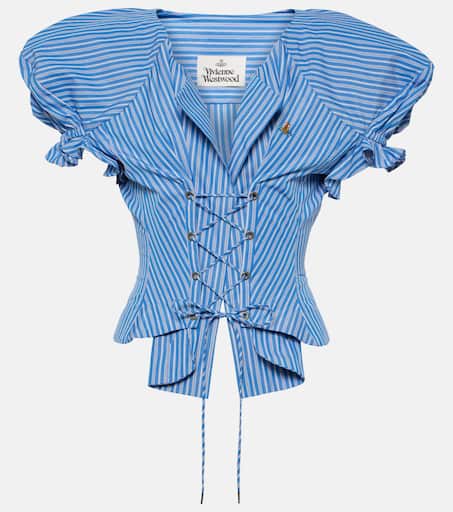VIVIENNE WESTWOOD クロップド Striped cotton top905293 Kate striped cotton top in blue - Vivienne Westwood | Mytheresa