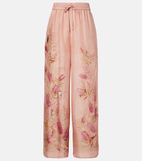 Cascadian floral silk wide-leg pants in pink - Zimmermann