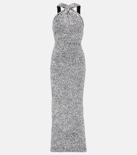【ALAIA直営店】ROBE PATINEUSE EN MAILLE A SEQUINS Alaïa Robe Sequin Dress | Grey | FARFETCH