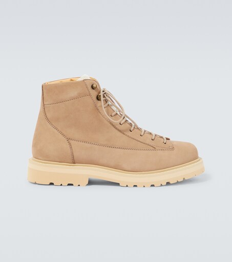 Schnürstiefel aus Veloursleder in Nude - Brunello Cucinelli 