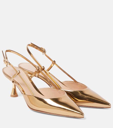 Ascent 55 metallic leather slingback pumps in gold