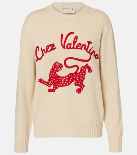 Chez Valentino virgin wool sweater in beige - Valentino | Mytheresa