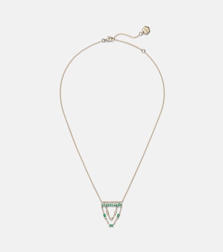 18kt gold necklace with emeralds and diamonds