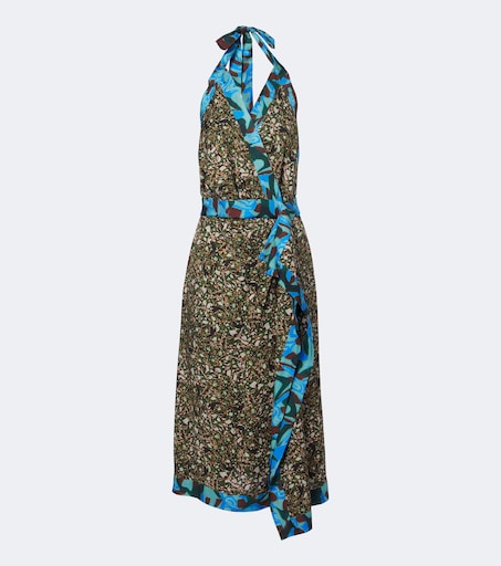 Printed halterneck midi dress
