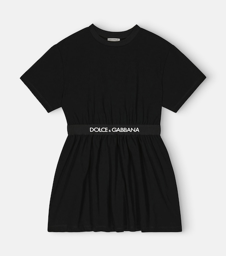 Logo cotton-blend dress in black - Dolce Gabbana Kids | Mytheresa