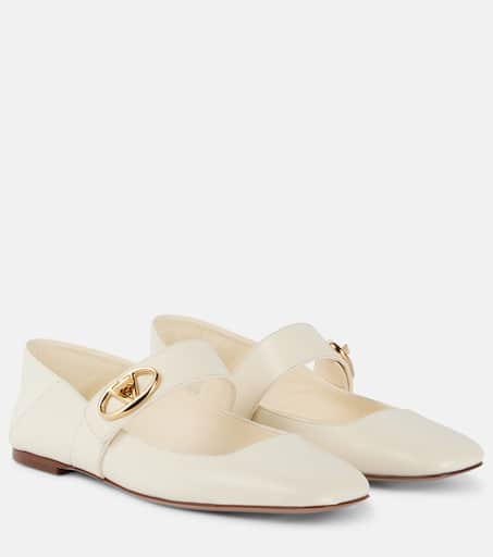 【Valentino Garavani】 VLogo Locker mirroredレザー Mary Jane VLogo Locker mirrored leather Mary Jane flats in gold